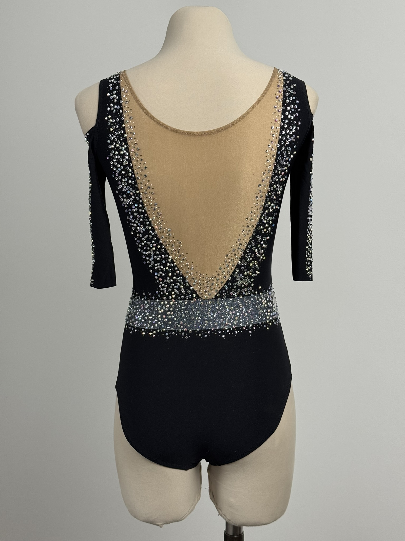 justaucorps GR noir, Elégance strass, vue de dos, 12-14A