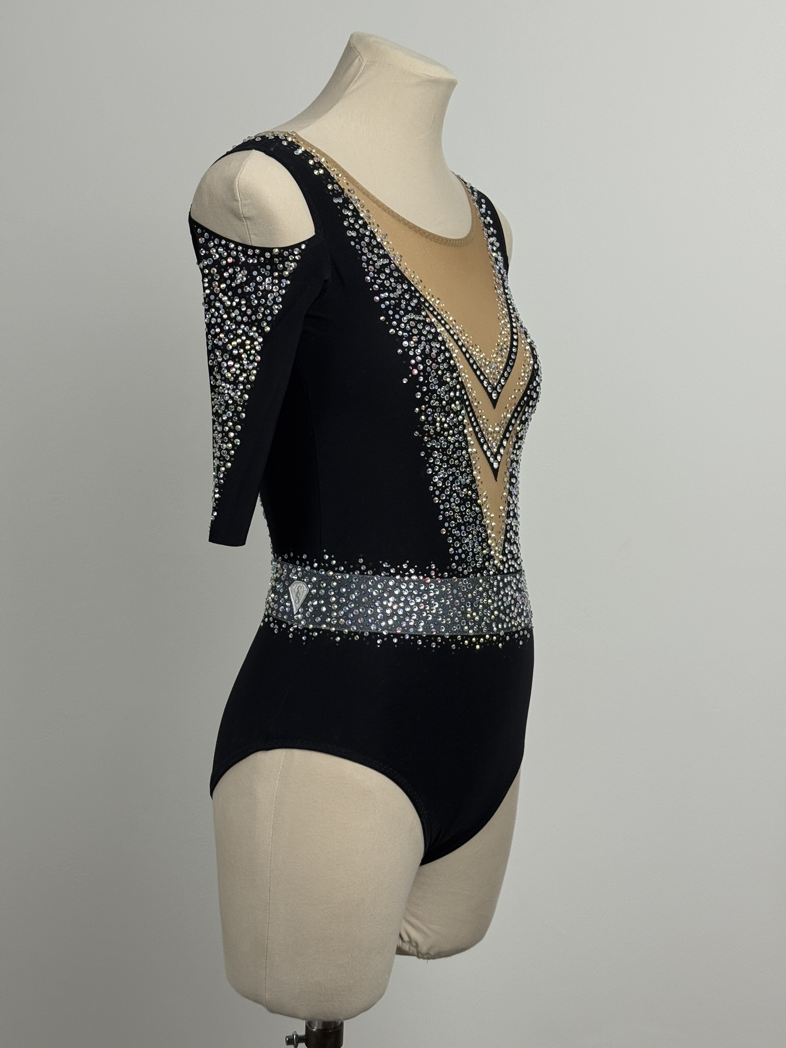 justaucorps GR noir, Elégance strass, vue latérale, 12-14A