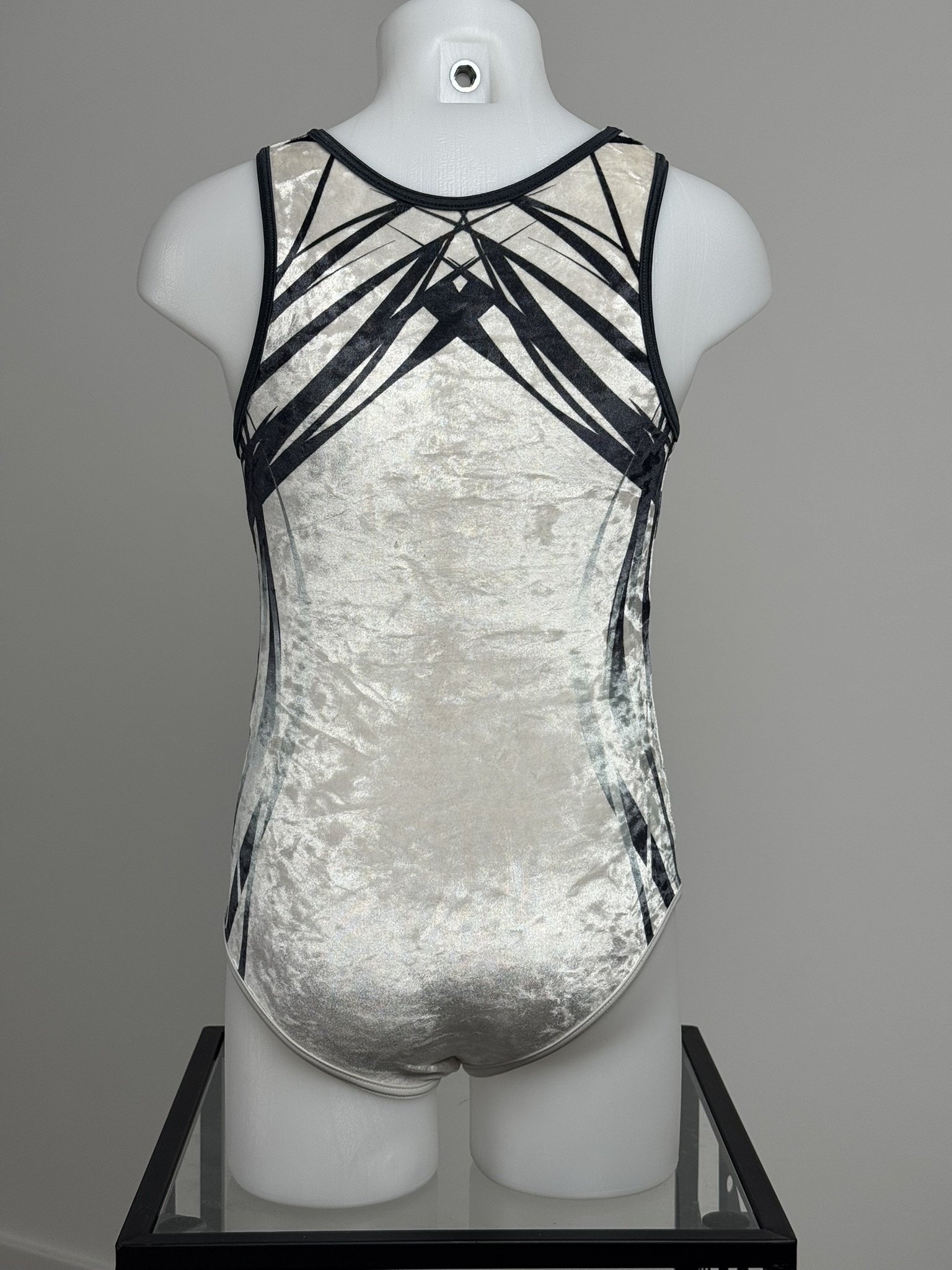 leotard velours Moreau GAM blanc &amp; gris, vue de dos, 8A