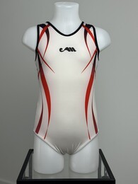 leotard Moreau GAM blanc & rouge, vue de face, 12A