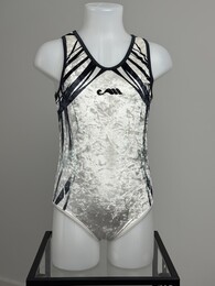 leotard velours Moreau GAM blanc & gris, vue de face, 10A