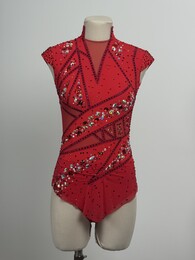 justaucorps GR rouge Club des strass, vue de face, XS