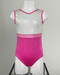 Justaucorps d'occasion GAF rose et blanc, vue de face, taille 8-10 ans
